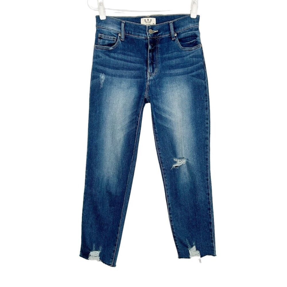 LTJ Letter to Juliet Straight Ankle Jeans Womens Size‎ 26 High Rise Distressed